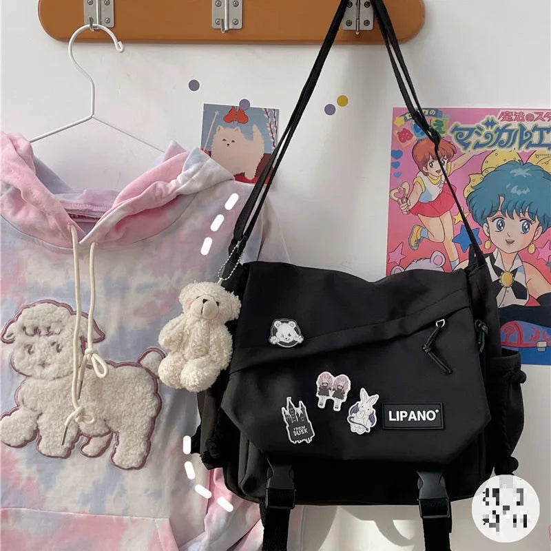 Hong Kong style bag versatile artistic Korean version street photography shoulder bag messenger bag student crossbody bag for ma