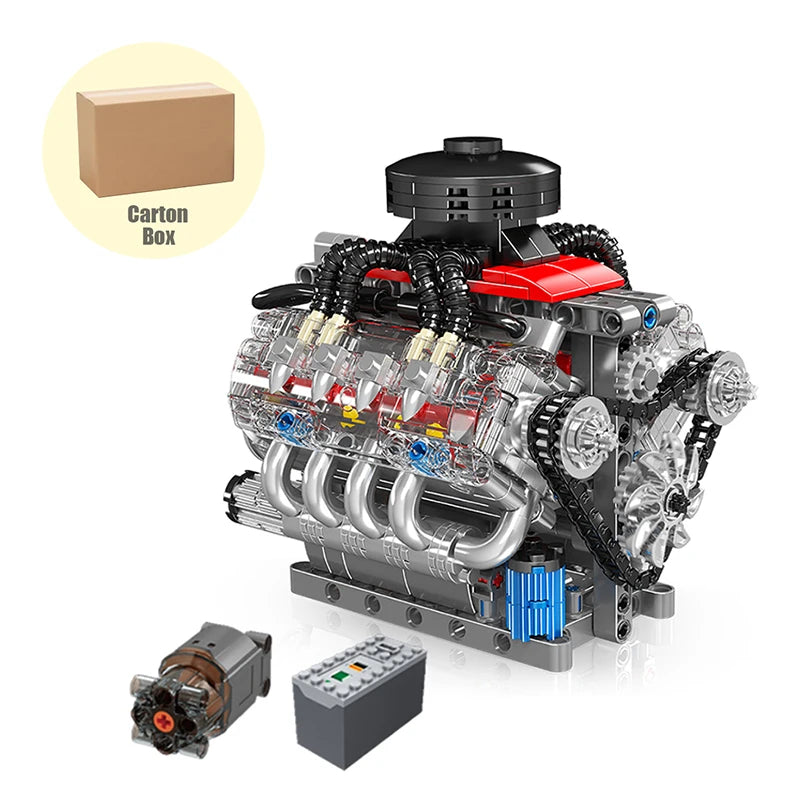 487PCS LSX454 V8 Engine Building Blocks Model Simulated Gearbox Assembly Technical Bricks Toys Ornaments For Boys Adult Gifts