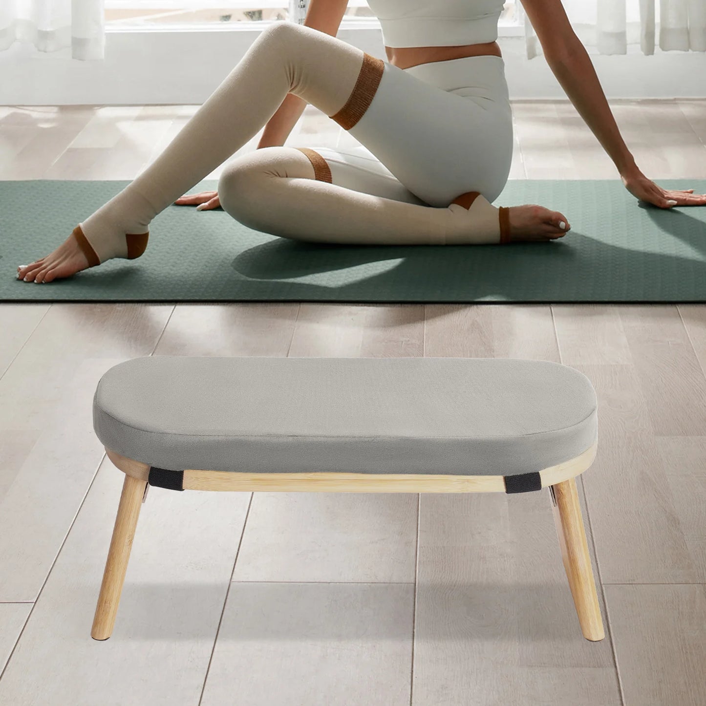 Foldable Meditation Bench Kneeling Meditation Stool for Home Kneeler Meditations Yoga Prayer Coffee/Gray/Green