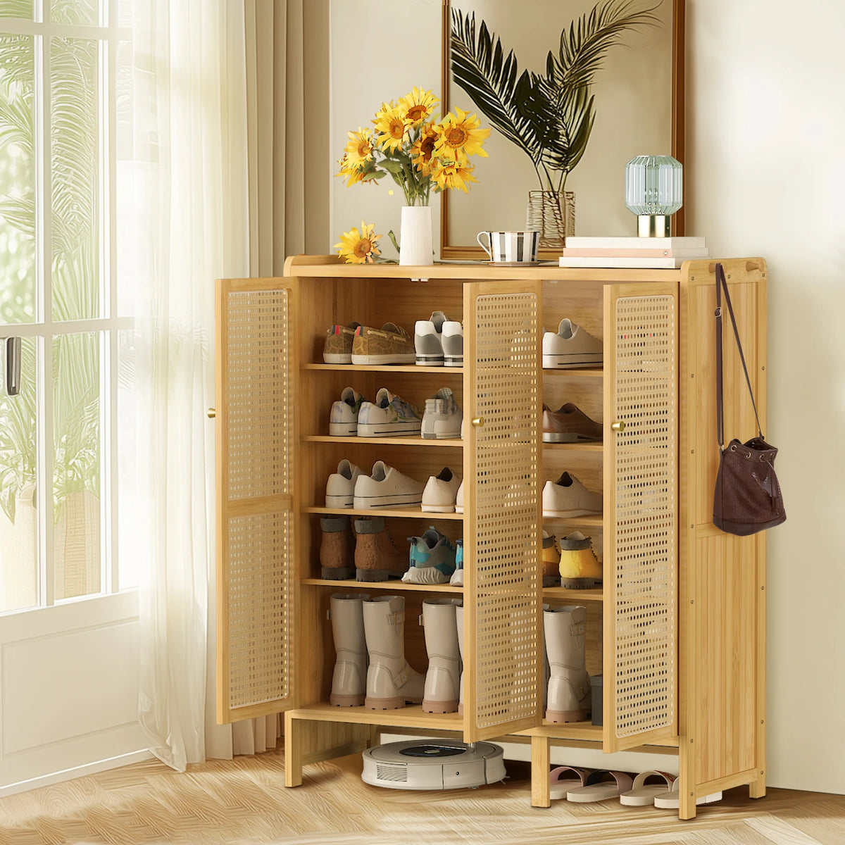 Wisfor Bamboo Shoe Rack Organizer 6 Tier Shelves Entryway Storage