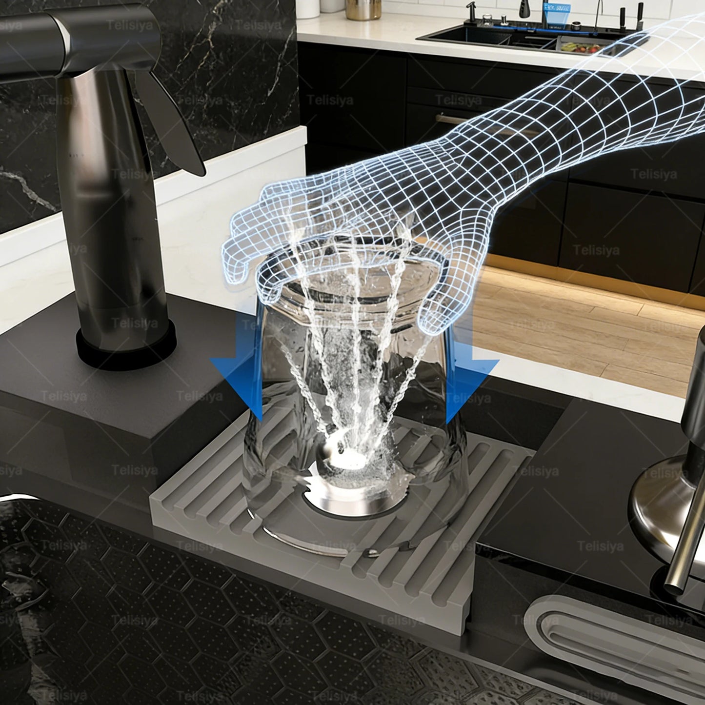 Stainless Steel Kitchen Sink Multifunctional Digital Display Waterfall Large Single Slot Ships from the U.S.