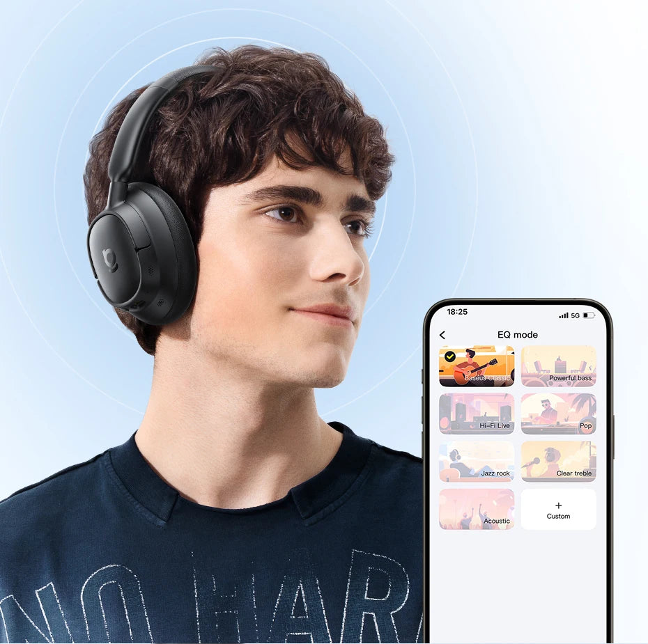 Baseus ANC Wireless Headphones 98% Adaptive Hybrid Noise Cancelling Headsets Hi-Res LDAC Headphone Bluetooth 6.0