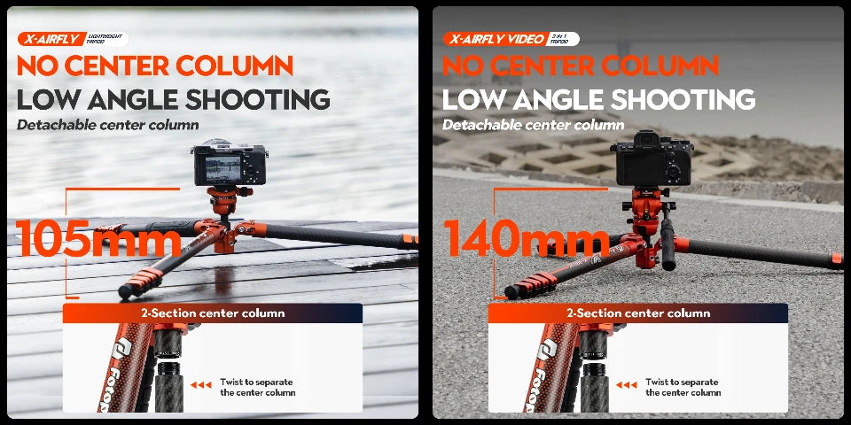 Fotopro X-Airfly Video Carbon Fiber Tripod 164CM Portable Travel Tripod for Camera with  Ball Head Fluid Head  Flip Lock