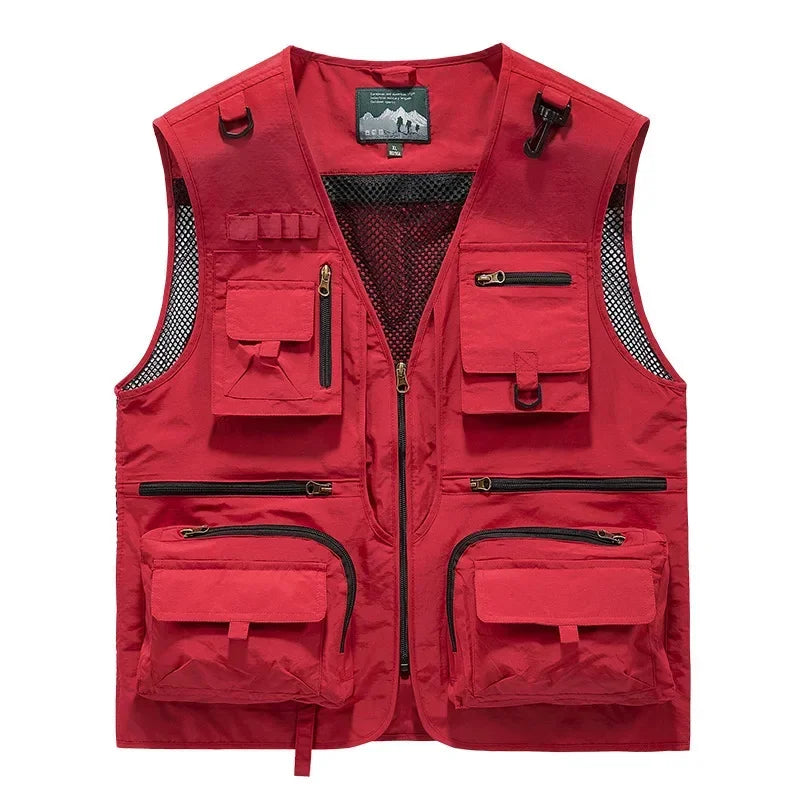 Multipocket Quick Dry Mesh Fishing Vests Men Outdoor Tactical Vest Hiking Hunting Casual Fisherman Vest Solid Sleeveless Coats