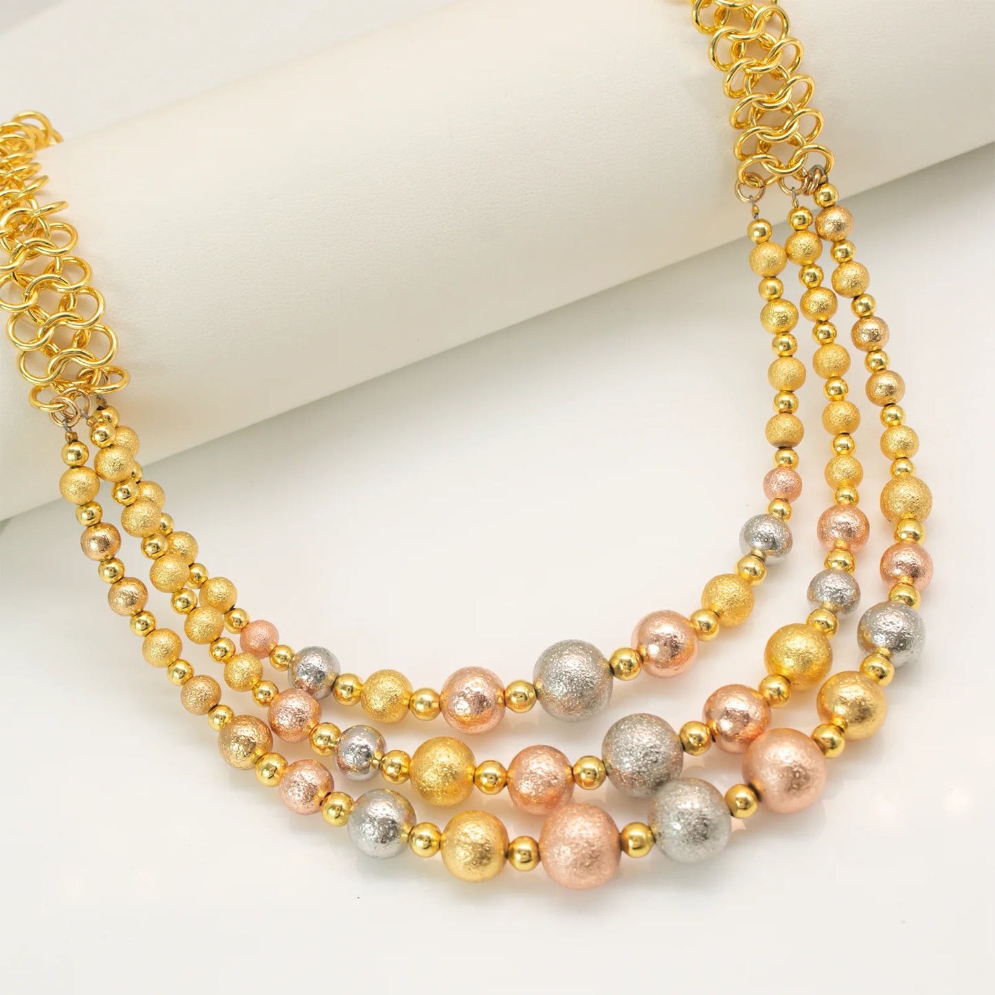 GZJPEI 4 Pcs/set 2026 Fashion Women Jewelry Set Multi Layer Three Tone Beads Jewelry Accessories For Lady Birthday Gifts