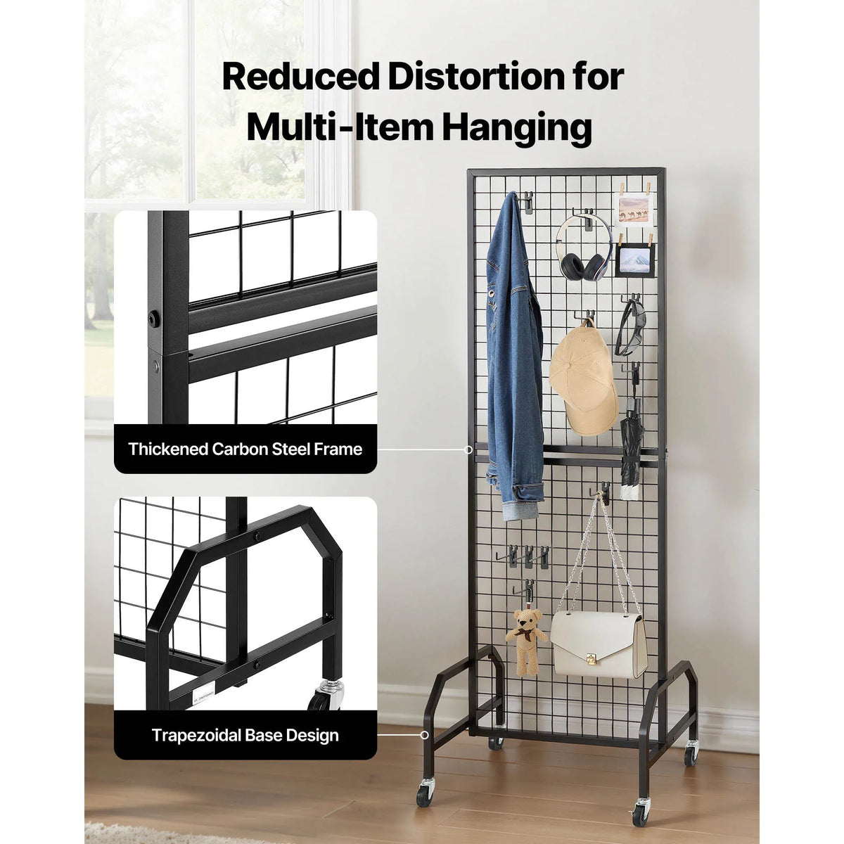 SucceBuy Wire Grid Wall Display Rack With Mobile Wheels