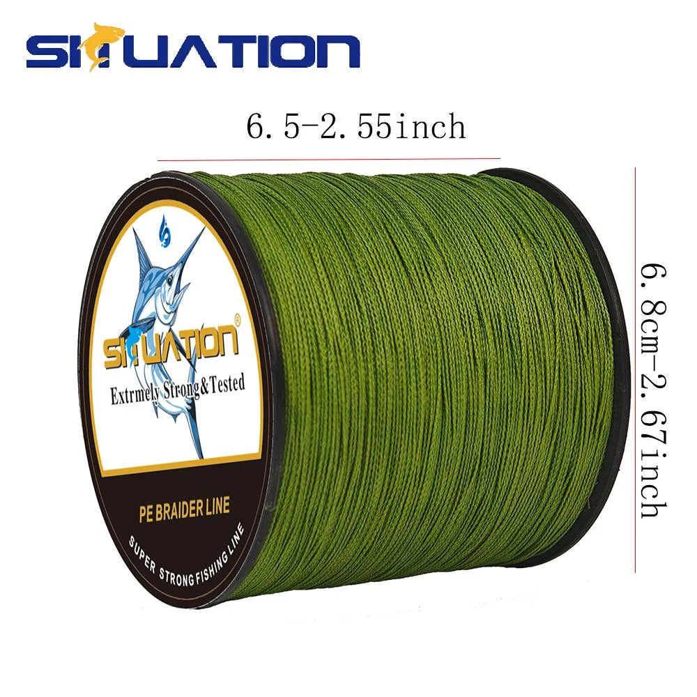 SIIUATION Ultra-Strong PE Braided Fishing Line, 300m/328YDS - 4-Strand Multi-Wire, Wear-Resistant, Smooth Long Casting up to 100