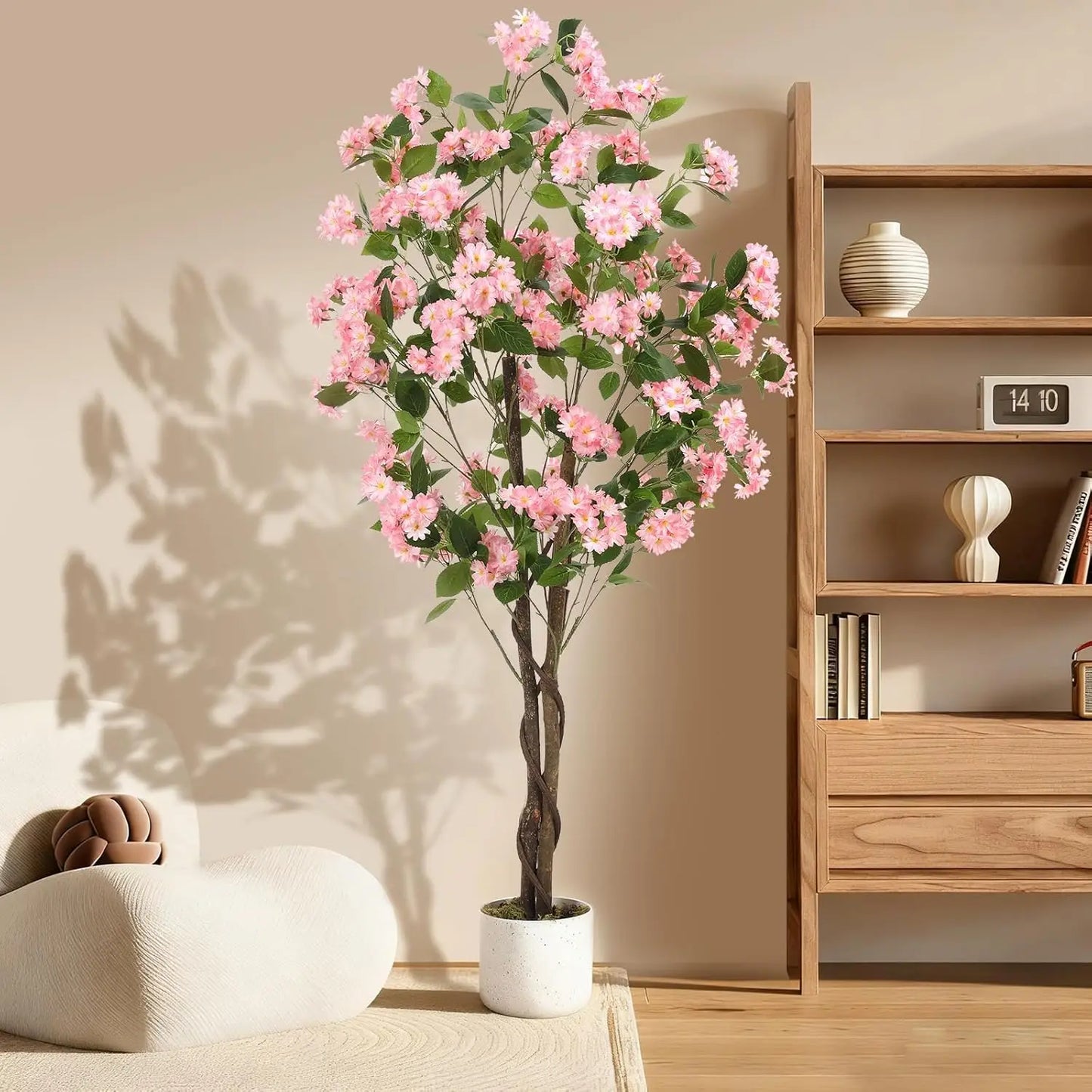 Artificial Osmanthus Tree, Tall Potted Fake Osmanthus Trees, Faux Plant in Planter with Lifelike Flowers for Home Office Decor