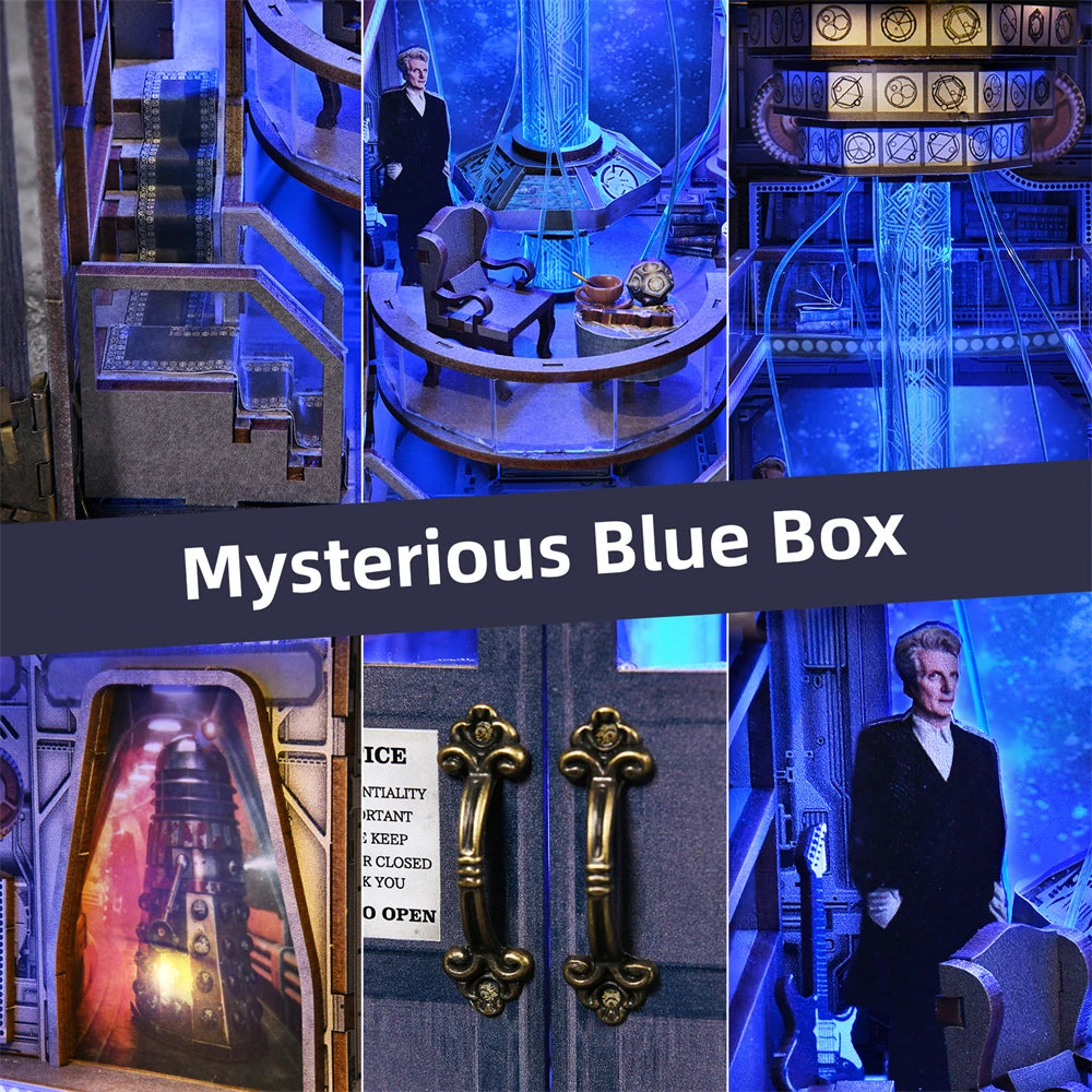 Book Nook Kit Mysterious Telephone Booth DIY Wooden Puzzle Handmade Bookshelf Dollhouse Model Bookend Building Home Decoration