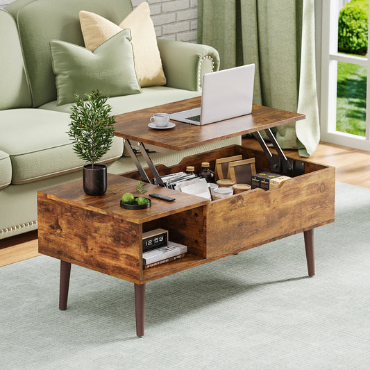 MCQ 39.37"x19.7" Wood Living Room Lift Top Coffee Tables Adjustable Storage Shelf Easy Lift Or Lower For Tea Dining Tables