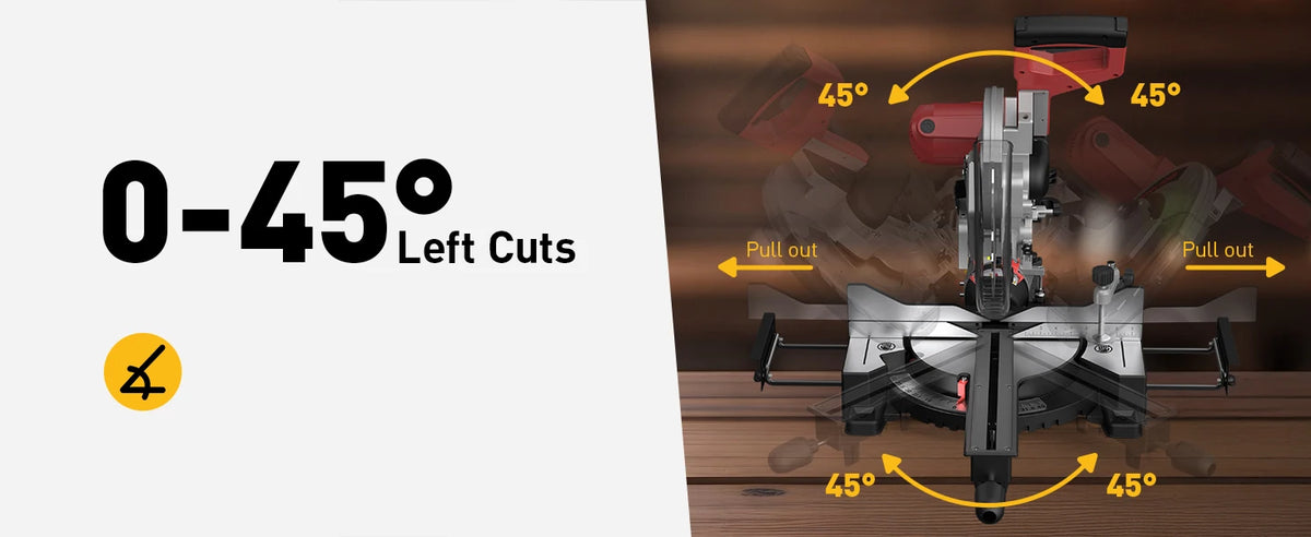 10/12 Inch Single/Dual-Bevel Sliding Compound Miter Saw, 5000/3800RPM, 0-45°, 15 Amp, 36T Blade Precision Cutting Power Saw