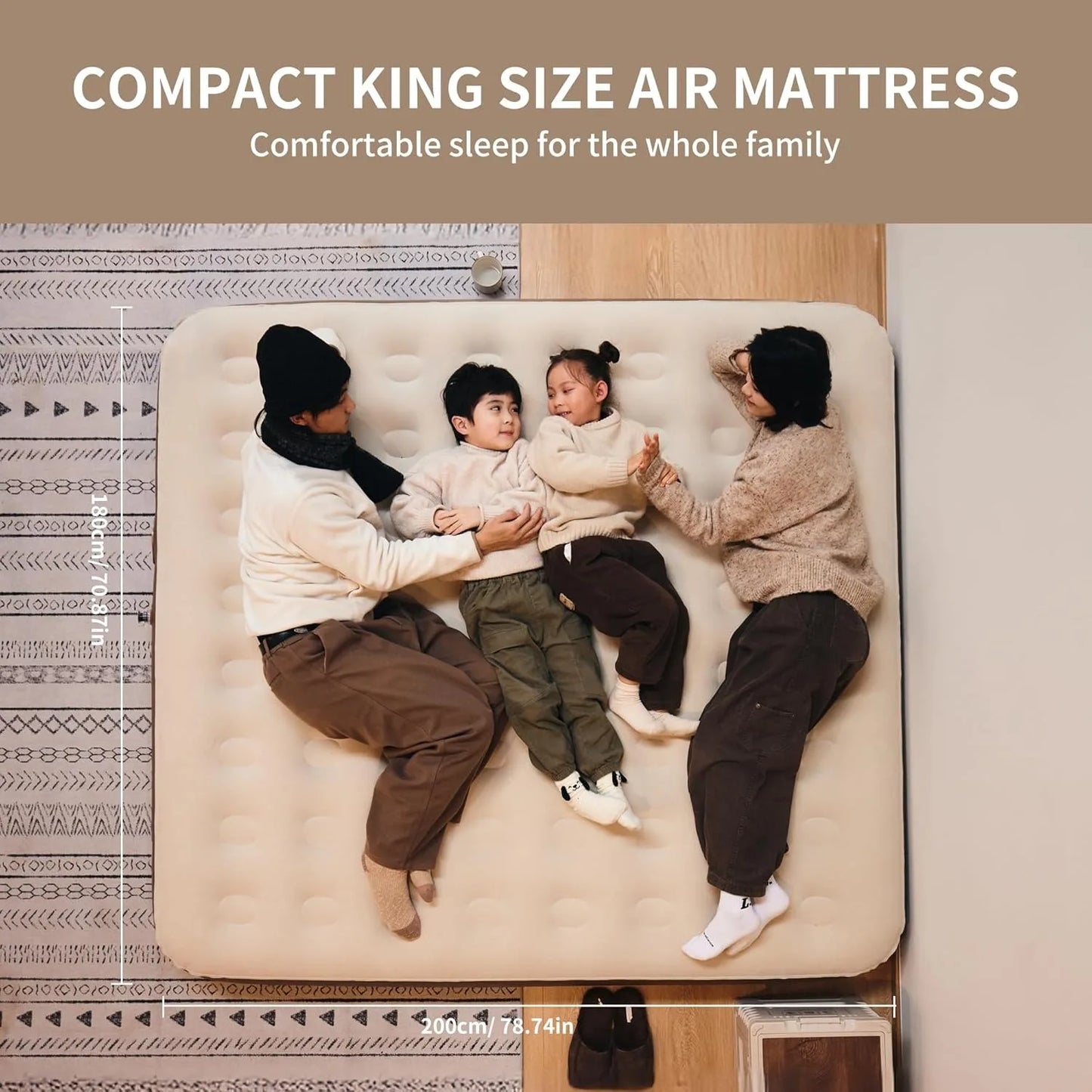Naturehike Camping Mattress 3 Person Air Bed with Built-in Pump Outdoor Travel Beach Air Mattress Sleeping Mat 25cm Thickened