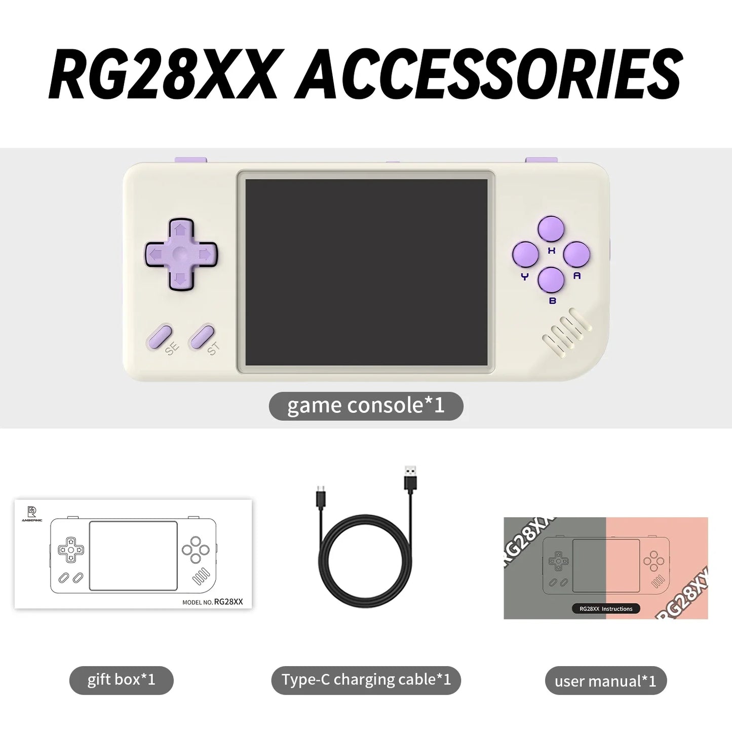 ANBERNIC RG28XX Handheld Game Console 2.83'' IPS Screen Video Output Portable Video Player Ebook Reader Player Gifts Mini