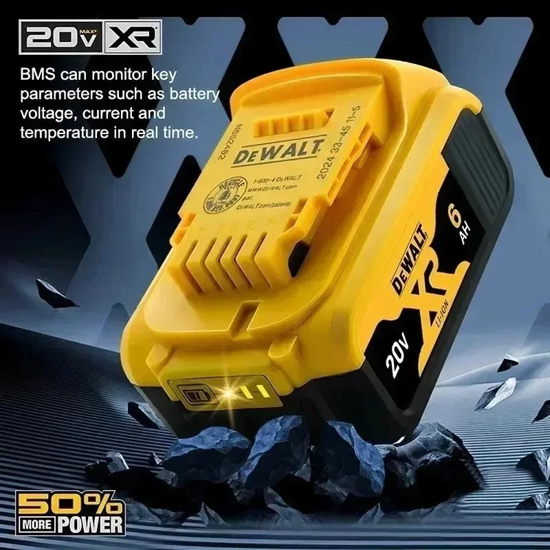 100% Original DeWalt 20V 6.0Ah Battery Power Tool Replacement for DeWalt DCB184 DCB181 DCB182 DCB200 6.0Ah 18Volt 20v Battery.