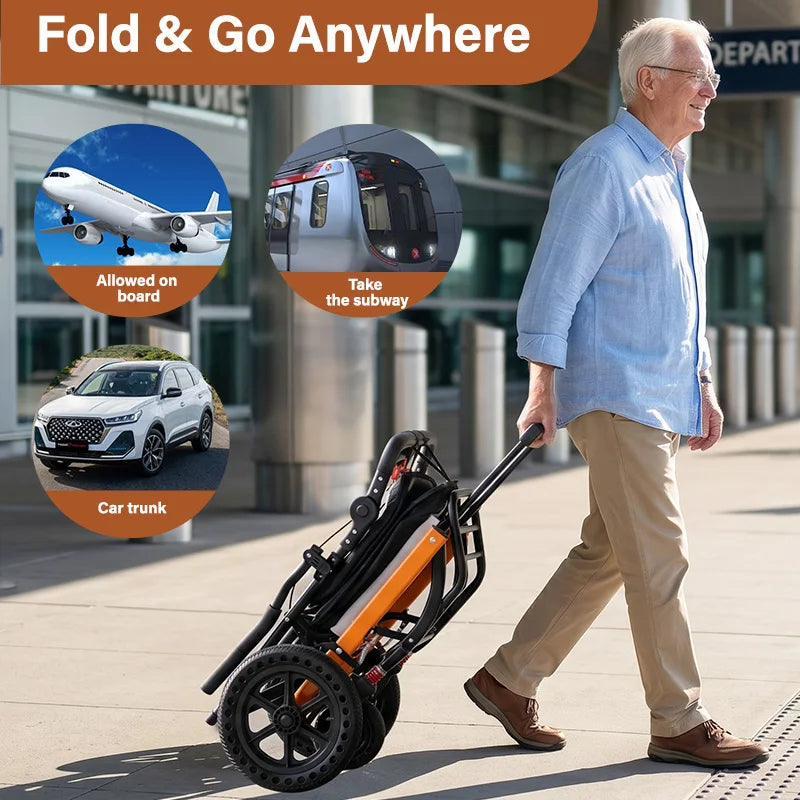Premium Lightweight Transport Wheelchair for Seniors & Adults, Ergonomic Folding Travel Wheelchair with Adjustable Caregiver