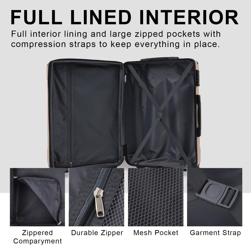 Luggage Set 3 Pcs Hardshell Suitcases, TSA Lock, Lightweight Travel Luggage 20" Carry on 24" 28" Checked for Family Trips