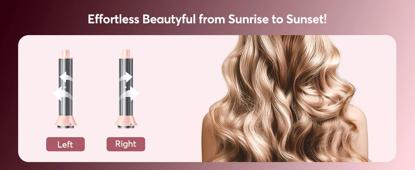 5 in 1 High-Speed Hot Air Styler Frizz-Free Fast Drying No Heat Damage Hair Dryer Curl Volumize Straighten with Travel Bag