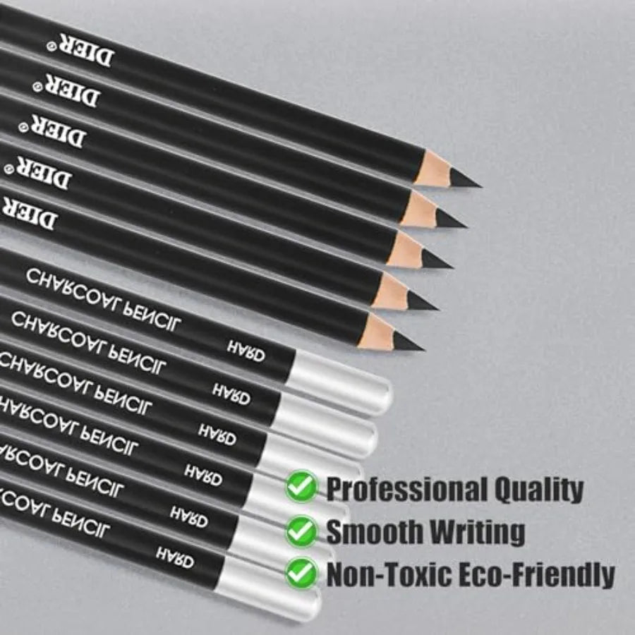 36 Pcs Professional Charcoal Pencils Bulk Classroom Set Soft, Medium and Hard for Drawing Charcoal Pencils for Sketching Shadin