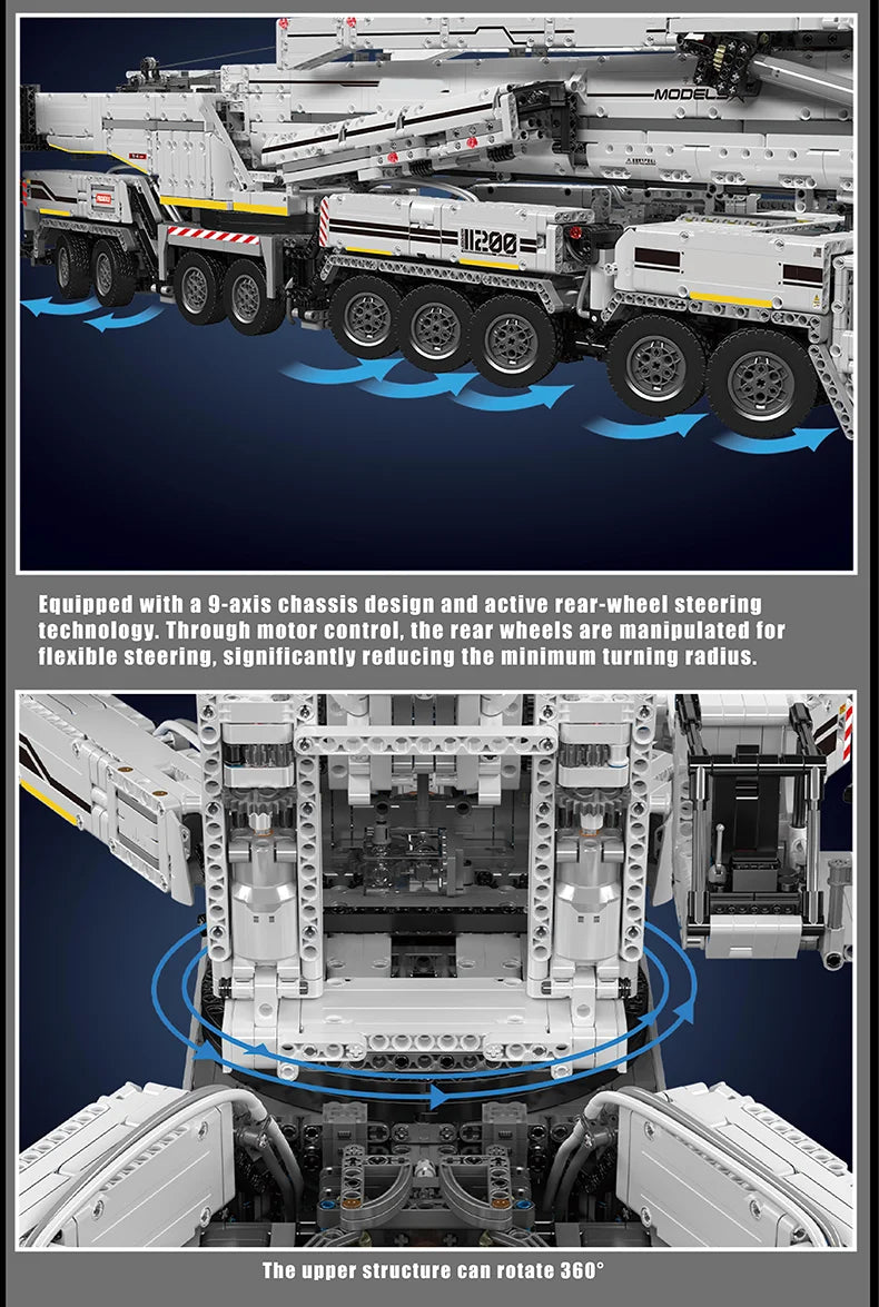 Mould King 17007/17008 Technical Car Toys Motorized LTM 11200 Crane Truck Building Block Assembly Model Brick Kid Christmas Gift