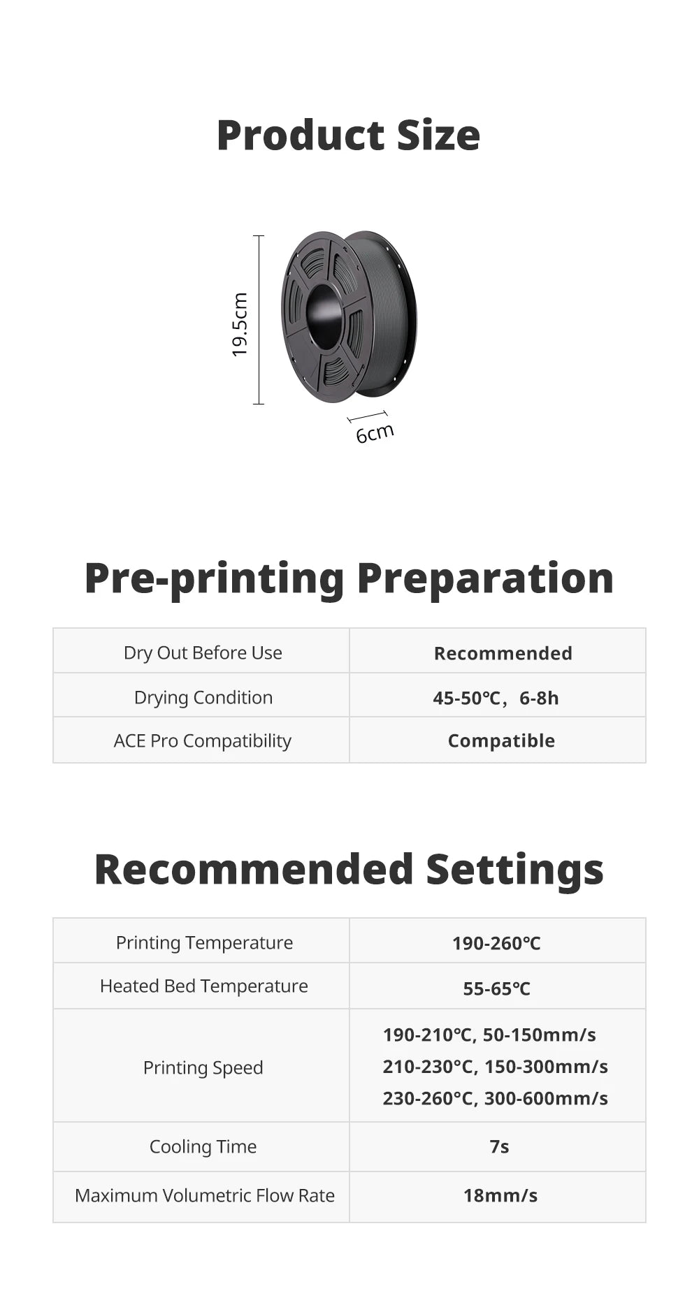 ANYCUBIC High Speed Filament PLA 1.75mm 1KG 2KG 3KG 5KG 1KG/Roll Plastic PLA for 3D Printer for ANYCUBIC KOBRA 2 Series