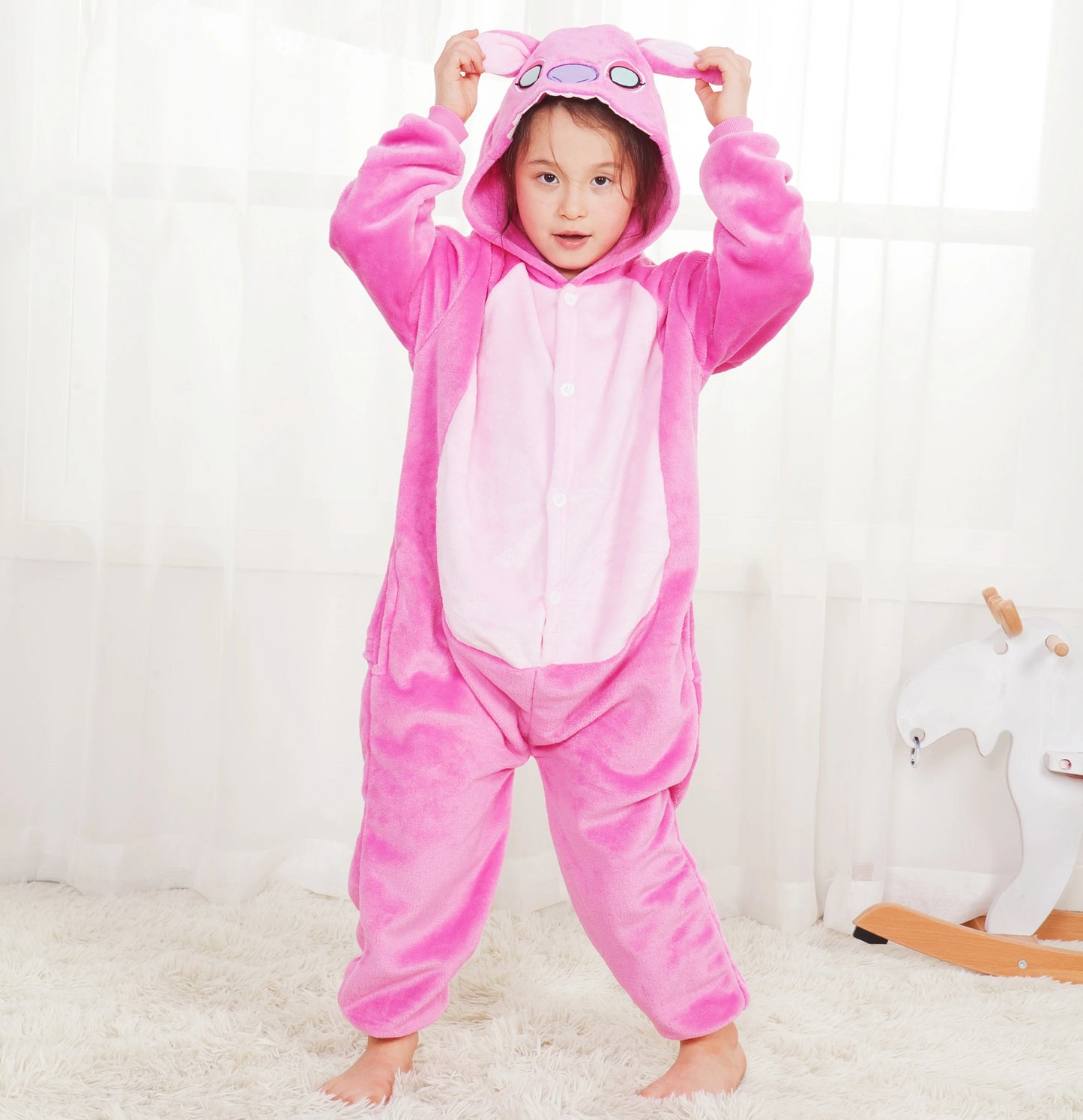 Kigurumi Stitch Cartoon Onesies Kids Children Animal Pajamas Jumpsuits Girls Boys Anime Cosplay Costumes For Christmas Halloween