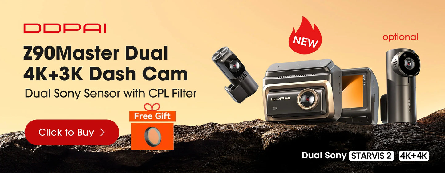 DDPAI Z50 Pro Dash Cam 4K Car DVR 3"IPS Screen 5GHz WiFi GPS ADAS 24H Parking Monitor Front and Rear Dashcam Car Camera