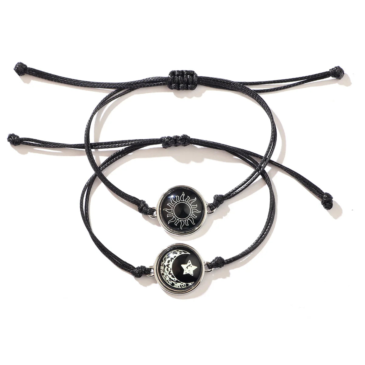 New Moon and Sun Love Time Gem Glow Couple Bracelet - Hand-woven Rope for Couples