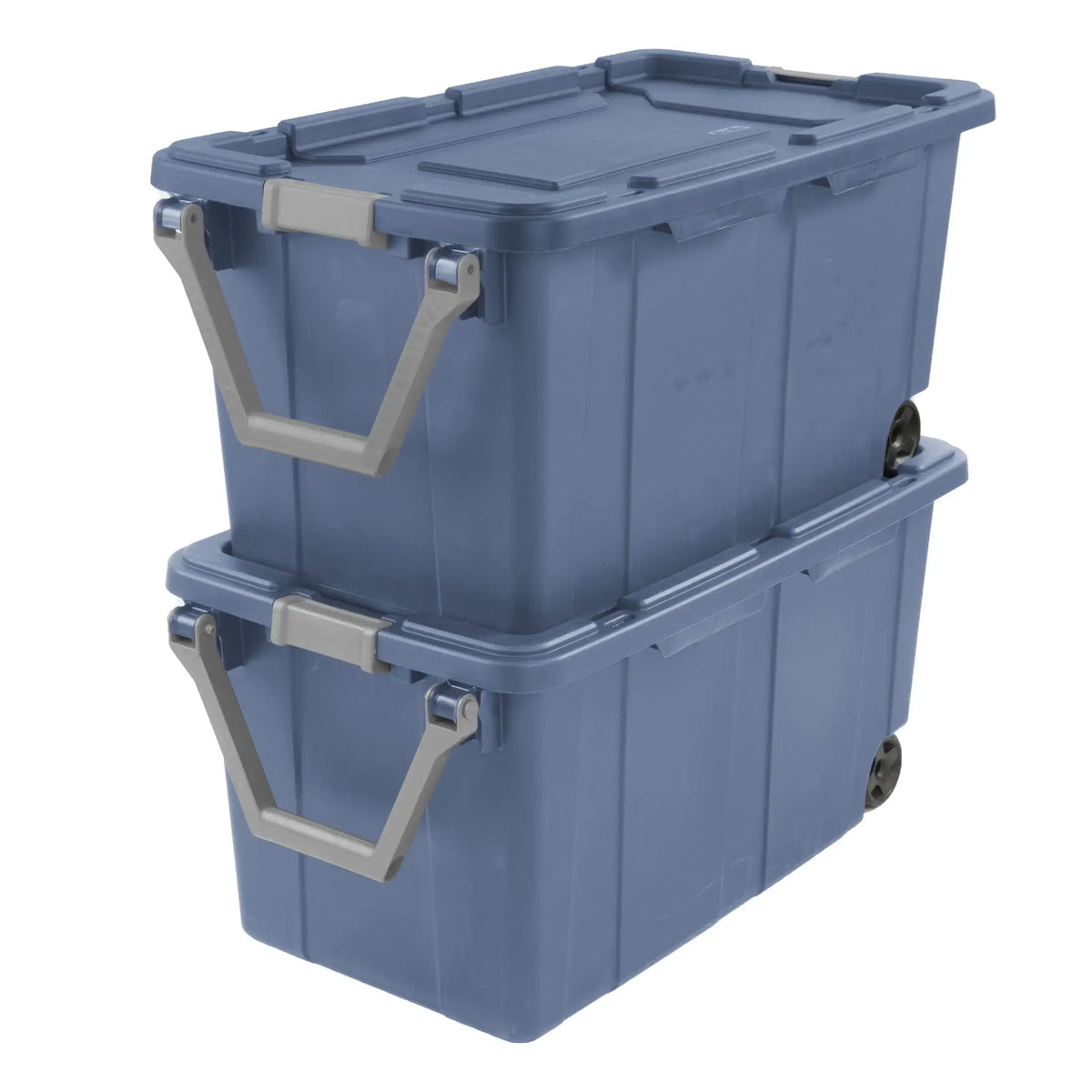 Sterilite Extra Large Storage Bin, 40 Gallon Wheeled Plastic Storage Container with Handle, Black, Pack of 2, Industrial
