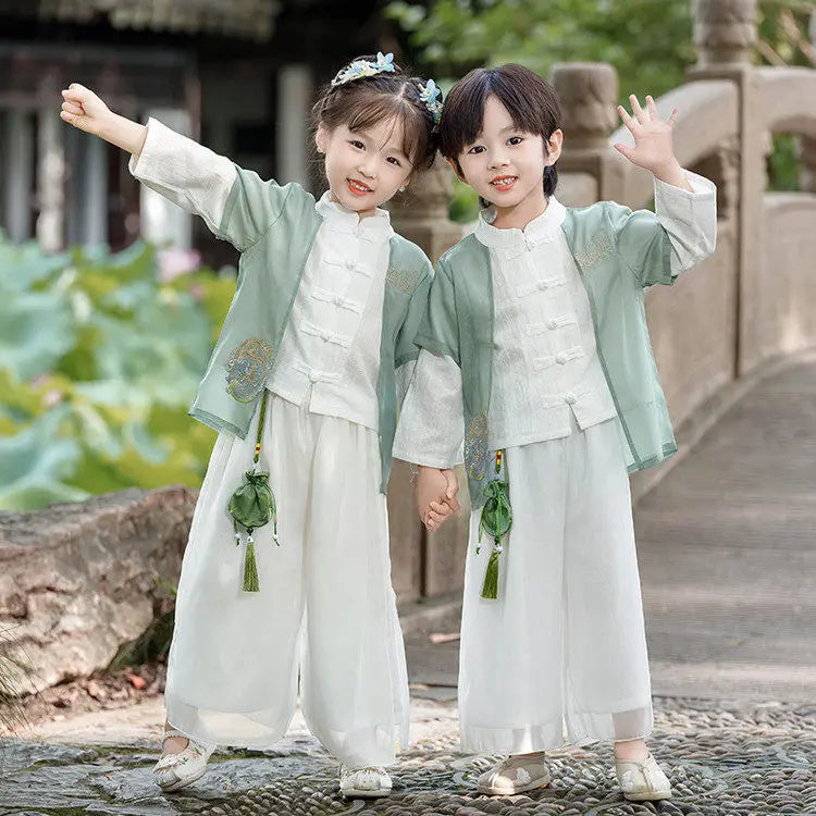 Chinese Hanfu Children Clothing Cosplay Performance Costume Kids Clothes Ethnic Style Children's Sets Girl Suit Two Piece Boy