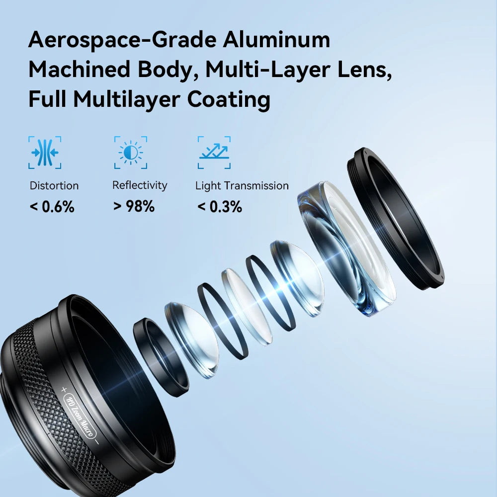 APEXEL 10-20X Zoom Macro Lens With LED Fill Light HD Micro Phone Camera Lenses Support Eye Macro Photography for iPhone Samsung Xiaomi Huawei Oppoand All Smartphones
