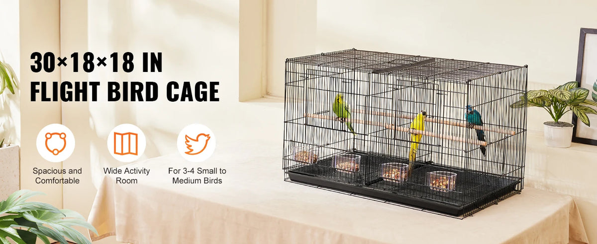 SucceBuy 30In Flight Bird Cage Stackable Divided Small Animal Cage for Kinds of Birds Pet Travel Birdcage with Handle and Perche