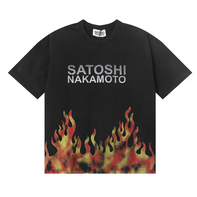Free shipping New Satoshi Nakamoto Lost Boys T-shirt Printed with Washed Oversized 100% cotton Men Women T-shirts Y2K Fashion streetwear