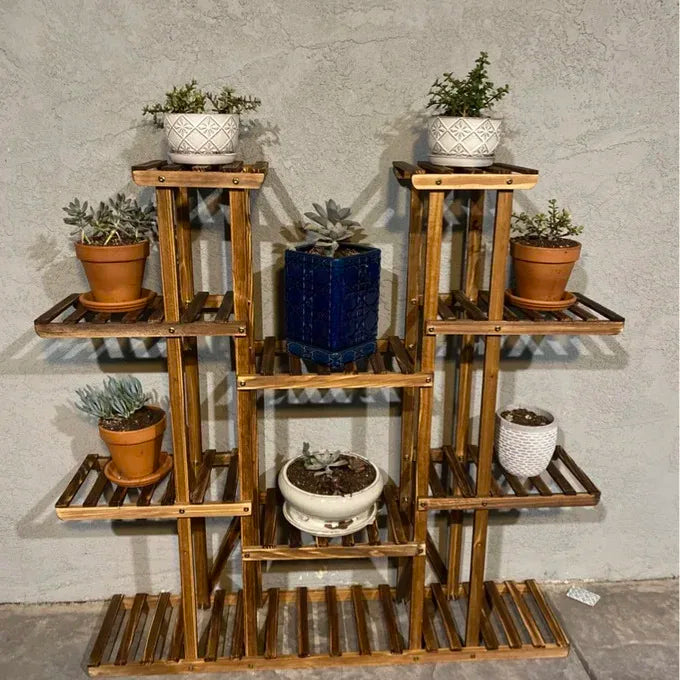 Wisfor Wooden Multi Tier Indoor Outdoor Plant Shelf