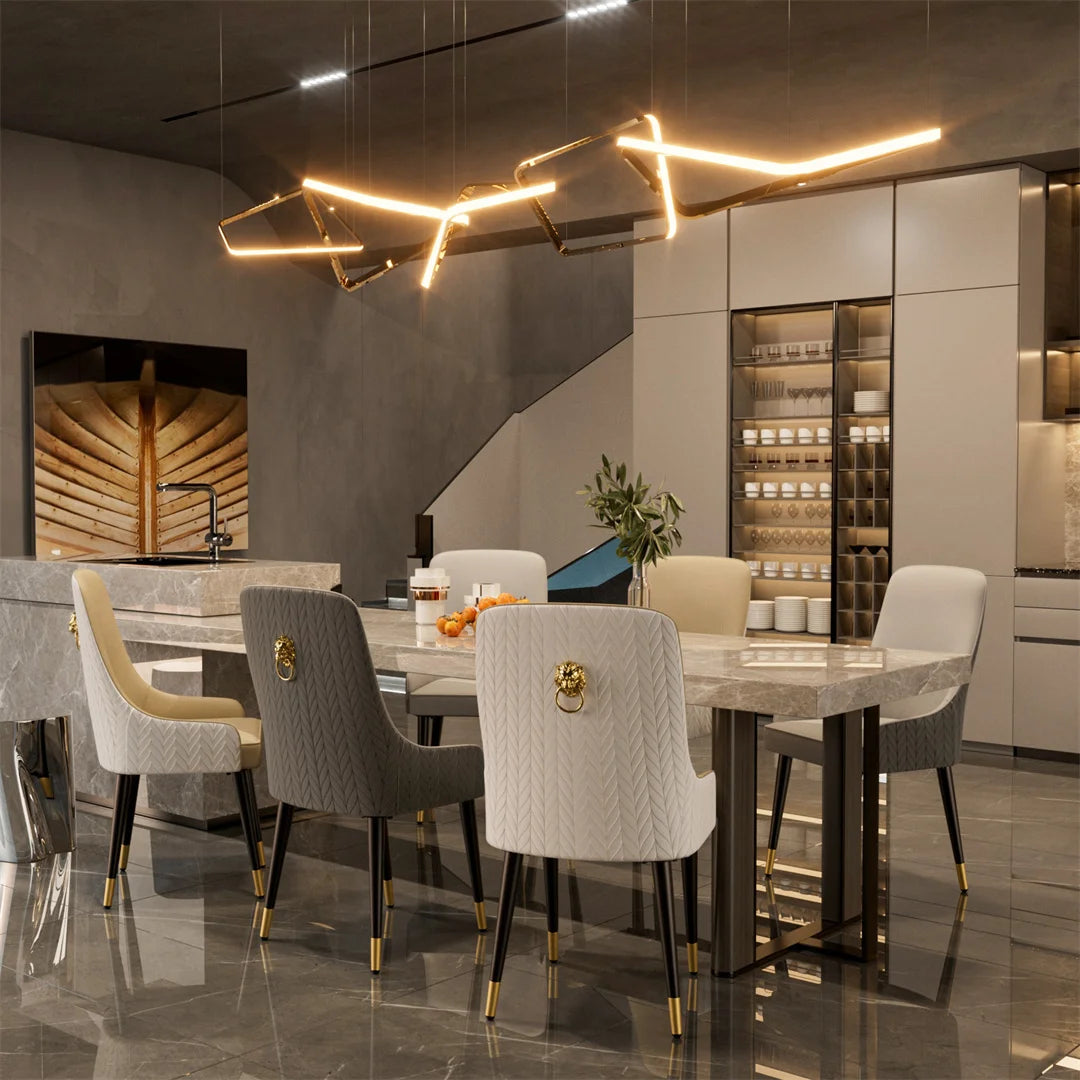 LUVODI Dining Chairs Set of 2 Luxury Microfiber Leather Leisure Chair with Lion Knocker Kitchen Table Chairs for Restaurant