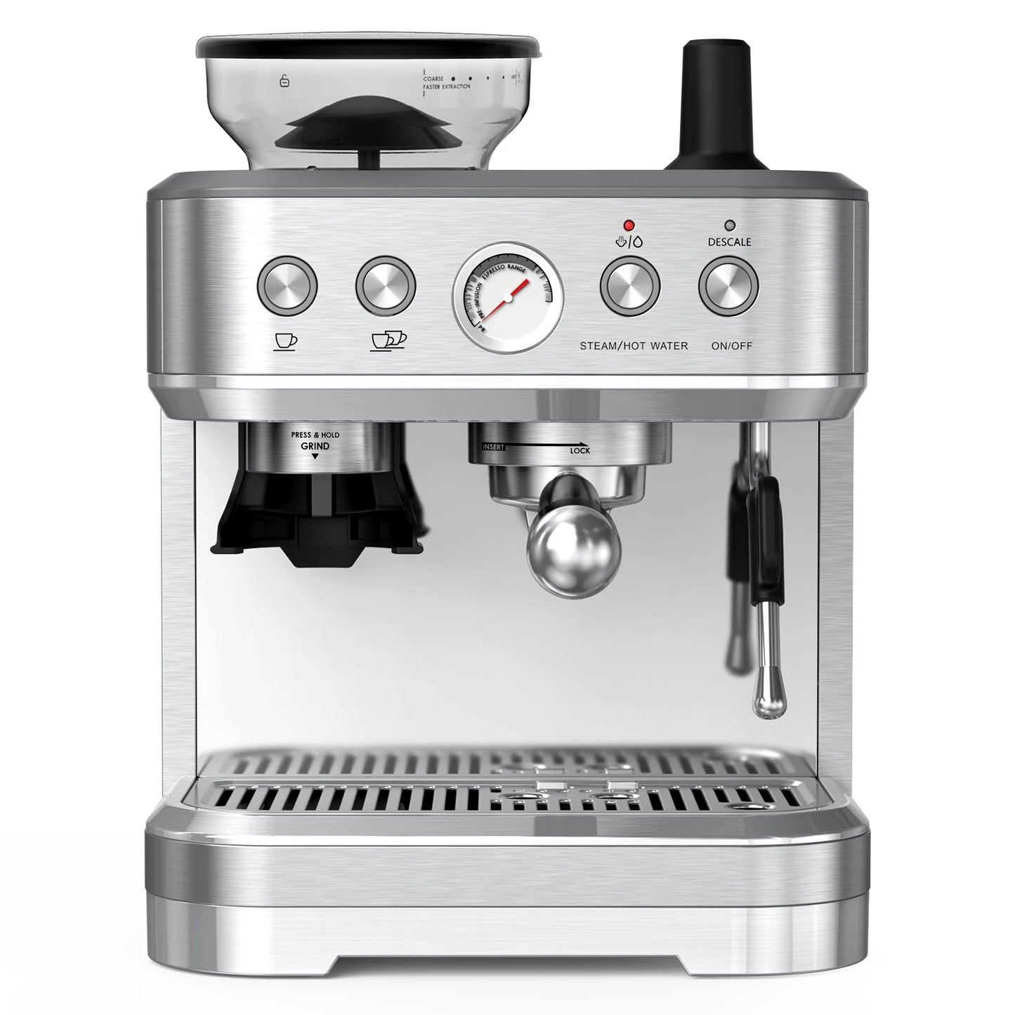 Acekool Espresso Machine With Grinder Stainless Steel 15 Bar Milk Frother