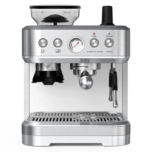 Acekool Espresso Machine With Grinder Stainless Steel 15 Bar Milk Frother