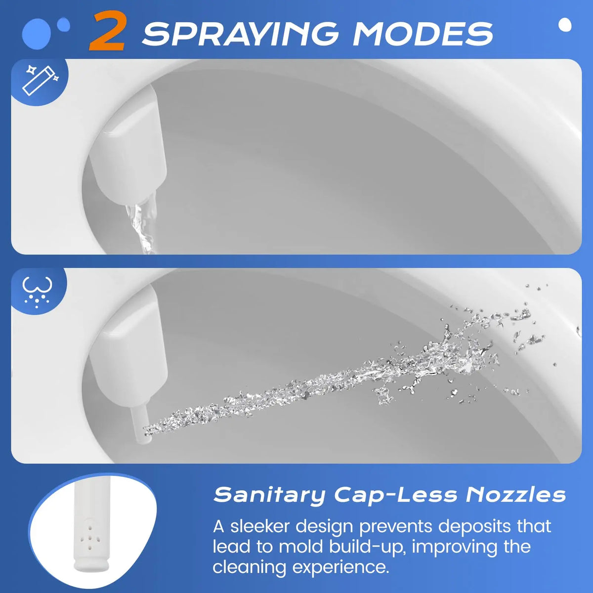 Ultra-Slim Bidet Attachment for Toilet - Dual Nozzle (Frontal & Self Cleaning) Hygienic Bidets for Existing Toilets