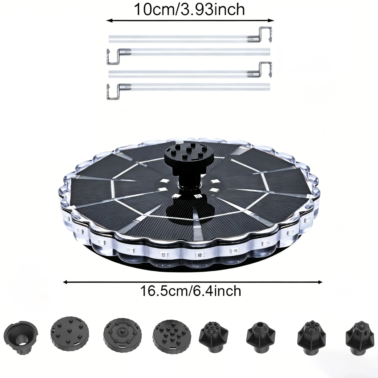 3.5W Outdoor Solar Fountain for Garden Water Indoor Pond Solar Fountain Pump Kit with 7 Nozzles Fountain Light 7 Color Bird Bath
