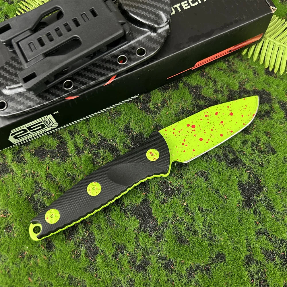 Fixed Blade Knife with 8Cr13Mov Steel Blade Nylon Fiber Handle Full-Tang with Kydex Sheath, Durable Outdoor Fishing Tool EDC
