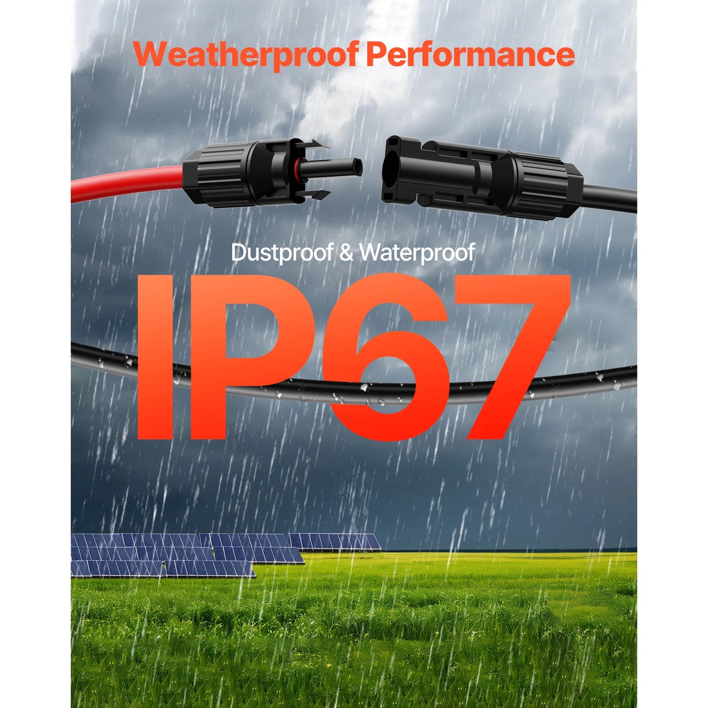 SucceBuy 100FT Solar Panel Extension Cable 10AWG 6mm² IP67 Waterproof Solar Extension Cable for Home Ship and RV Solar Panels