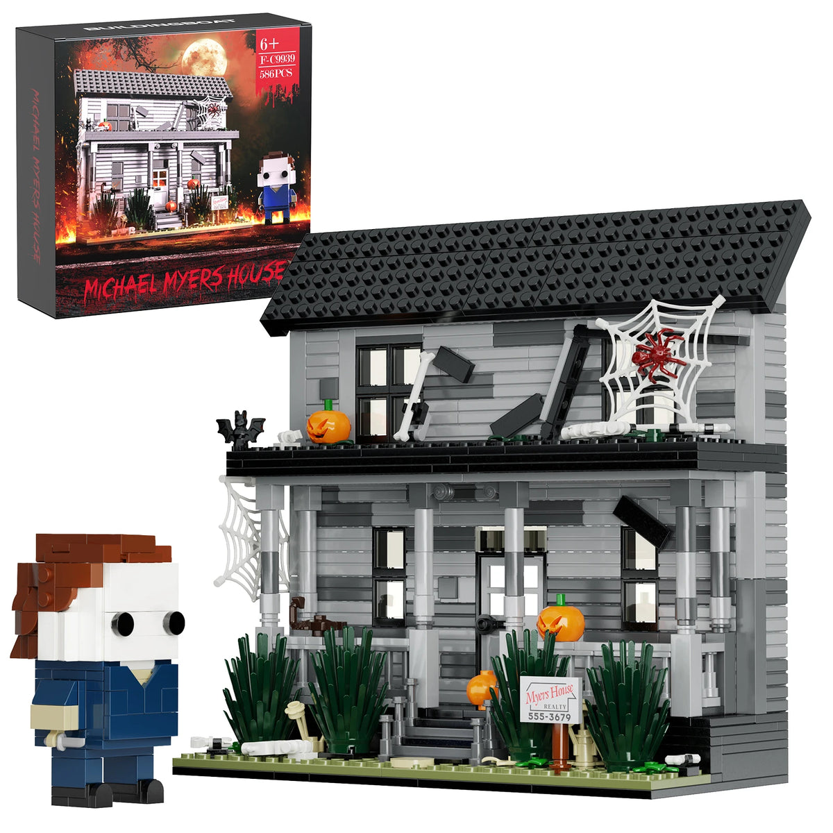 BuildMoc Halloween Nightmare House Building Blocks Set Pumpkin Ghost Skeleton Hut Bricks Toys Children Christmas Birthday Gifts