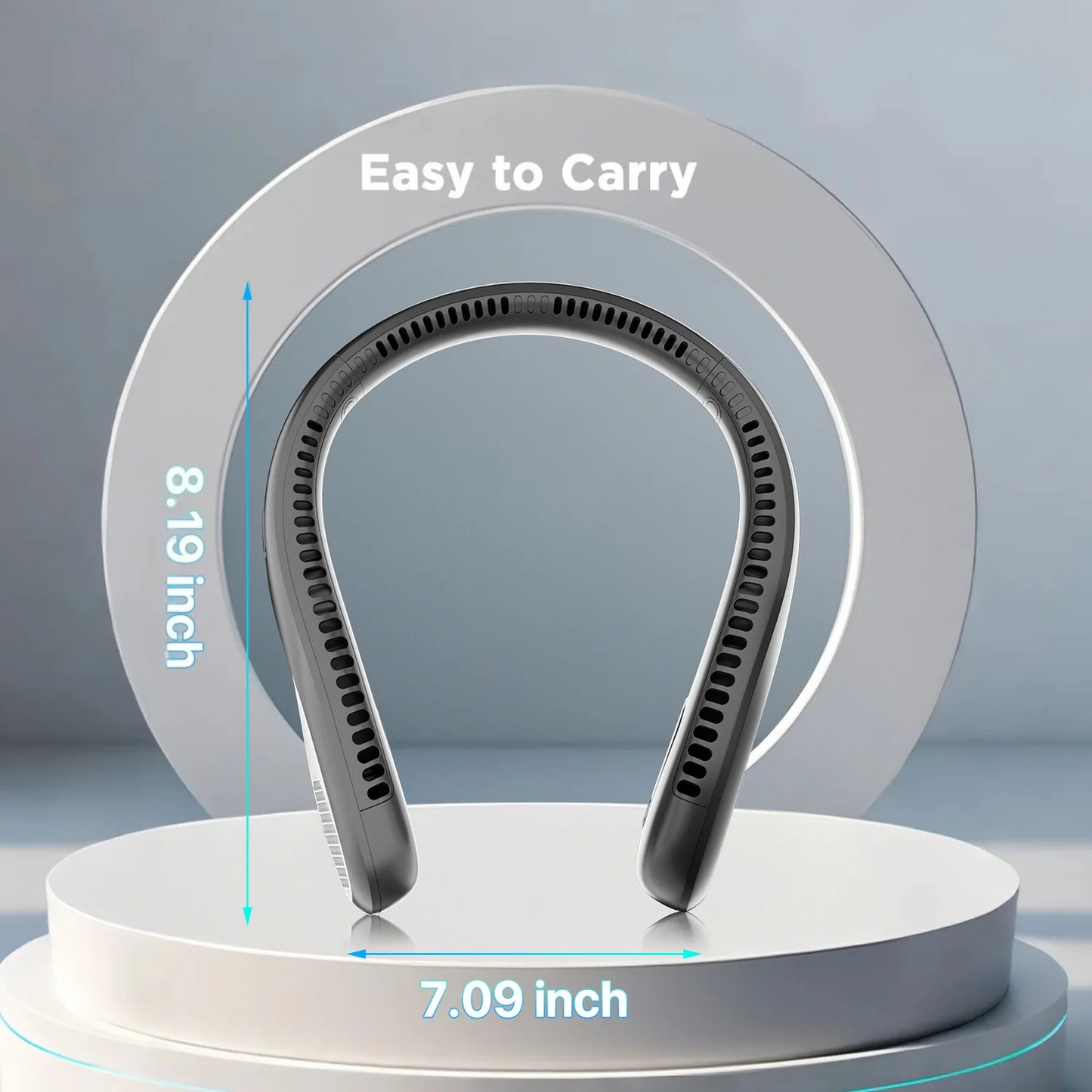 Portable Neck Fan, Rechargeable Bladeless Wearable Fan with 4 Speeds, 66 Vents, Lightweight Personal Fan for Work, Cooking, Travel, Camping, Gym