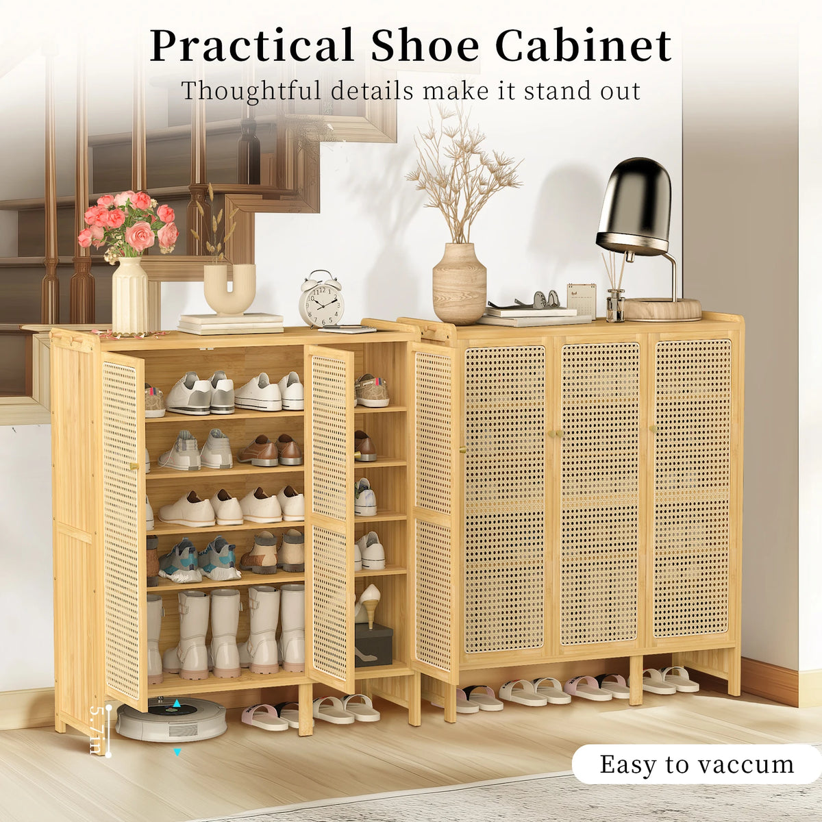 Wisfor Bamboo Shoe Rack Organizer 6 Tier Shelves Entryway Storage