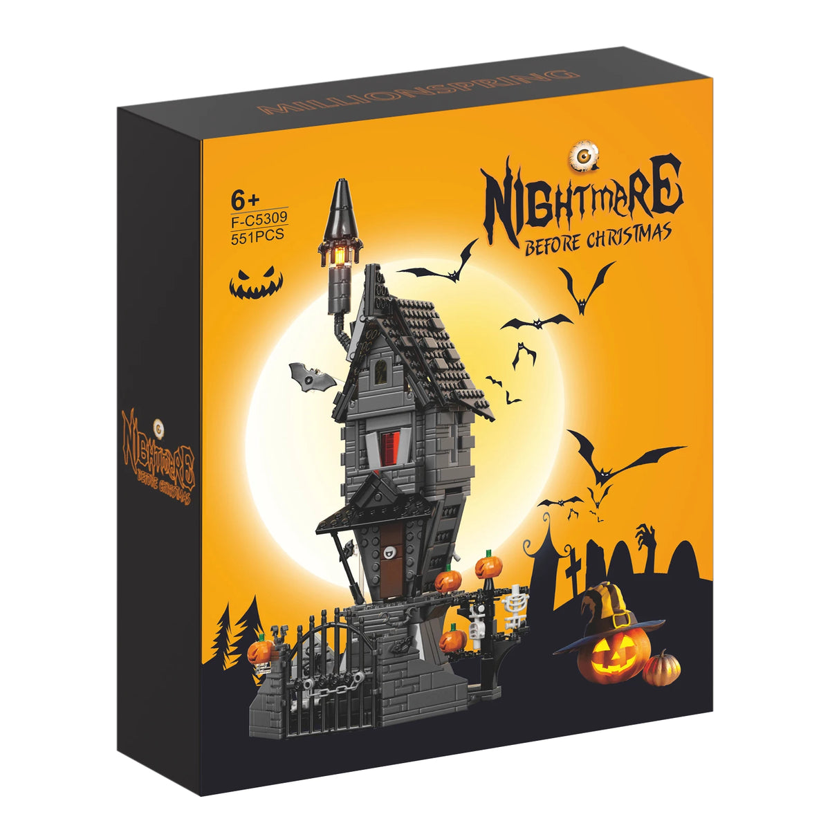 BuildMoc Halloween Nightmare House Building Blocks Set Pumpkin Ghost Skeleton Hut Bricks Toys Children Christmas Birthday Gifts