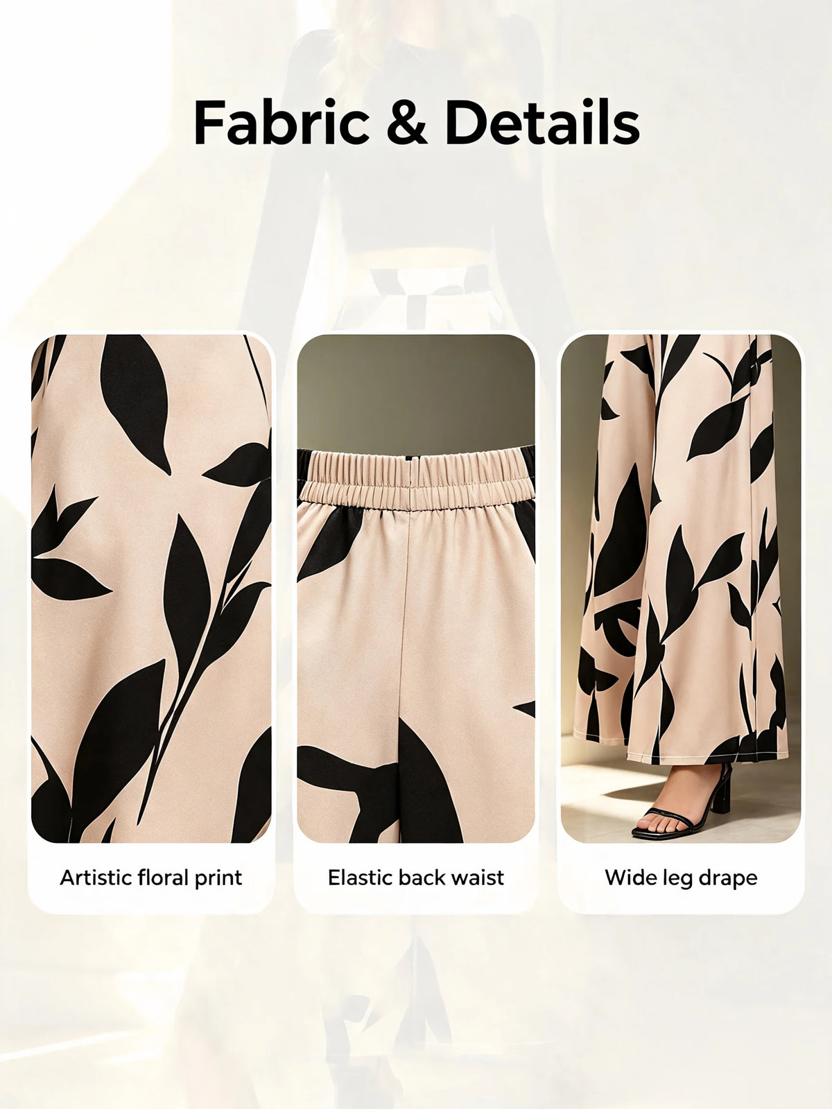 Women's High Waist Floral Print Wide-Leg Pants Loose Casual Long Pants Elegant Office Streetwear