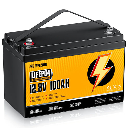 RVPOZWER LiFePO4 Lithium Battery 12V 100Ah 200Ah 1280WH 2560WH Built-in 200A BMS 25000Cycles for RV Boat Portable Rechargeable
