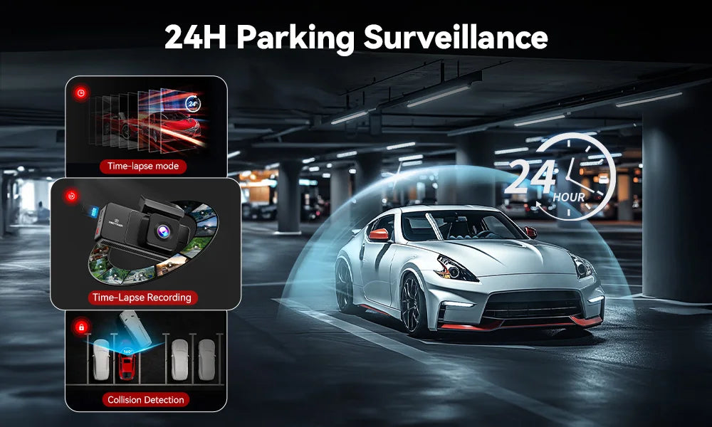 REDTIGER A3  3 Cameras Front/Cabin/Rear Cam Dash Cam Dash Camera Built-in 5.8Ghz WiFi GPS Car DVR Night Vision Parking Monitor