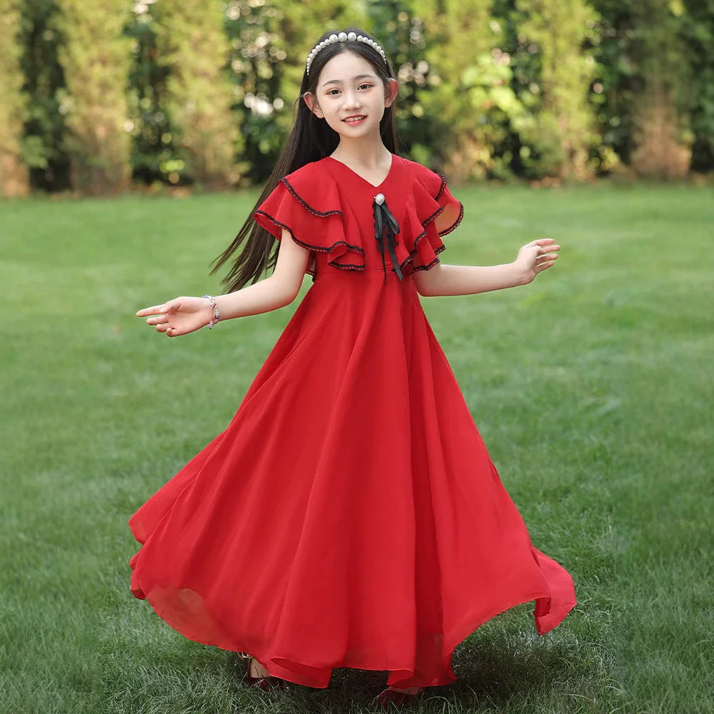 Fashion Chiffon Boho Girls Dresses Bohemian Beach Kids Clothing Vestido Girl Outfit Robe Fille Casual Maxi Children Dress Summer