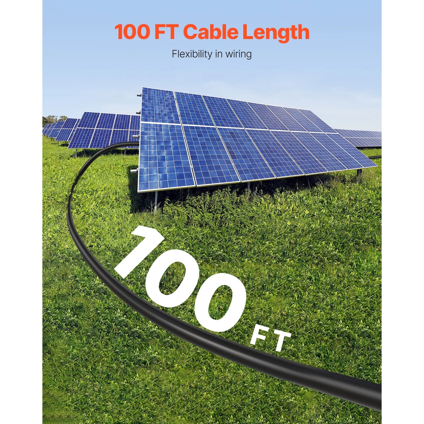 SucceBuy 100FT Solar Panel Extension Cable 10AWG 6mm² IP67 Waterproof Solar Extension Cable for Home Ship and RV Solar Panels