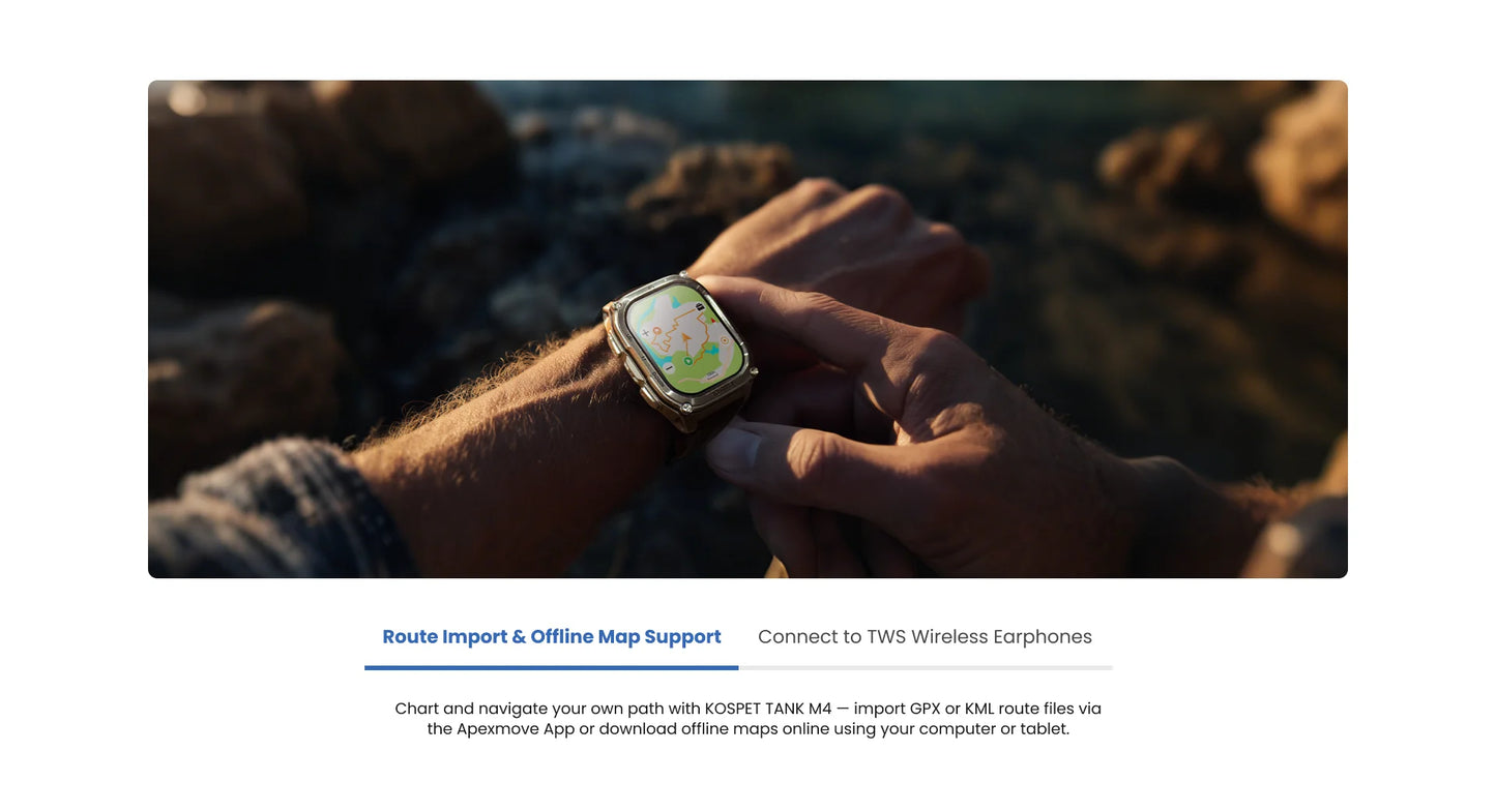 KOSPET Tank M4 Smart Watch Stainless Steel 6-Sat GPS Offline Maps 10ATM Waterproof 45M Dive 24/7 Health Monitor for Android iOS